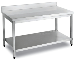 800mm Double Shelve Square Tube Work Table With Splashback