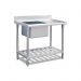 600mm Round Tube 1 Sink Work Bench with Splashback