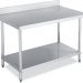 600mm Double Shelves Round Tube Working Bench With Splashbck