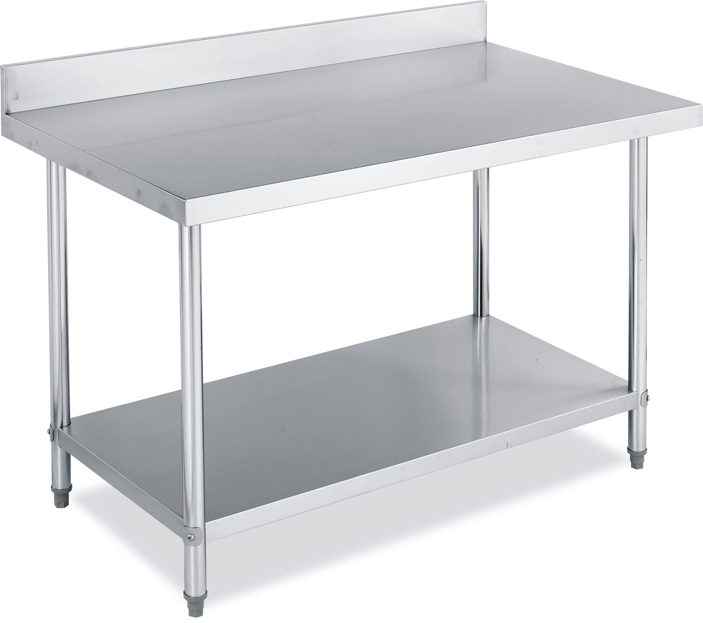 600mm Double Shelve Round Tube Work Table With Splashback